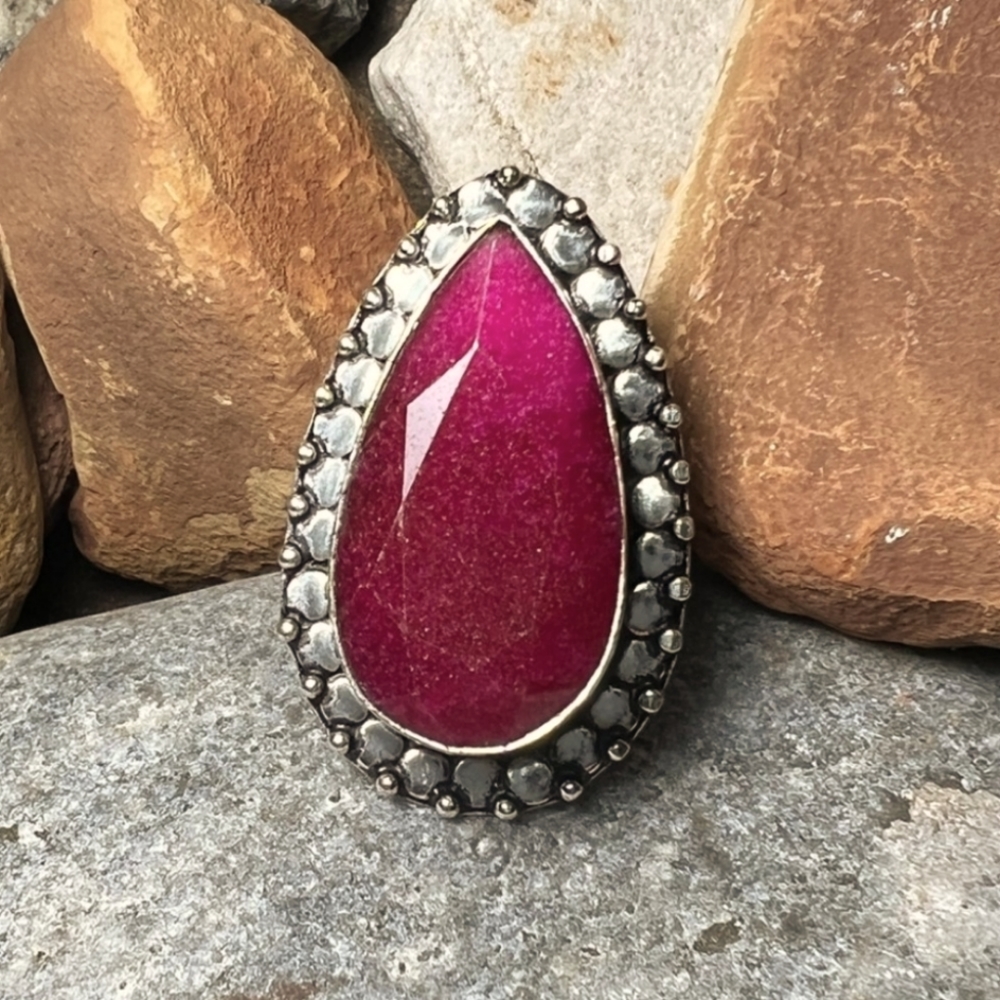 Custom Faceted Ruby Ring Red Size 9.25 Beautiful … - image 1